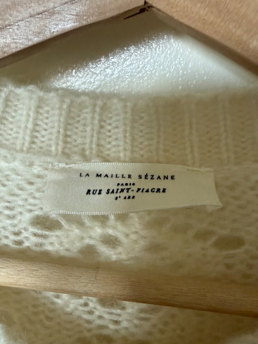 Sezane Mario Cream Mohair Merino Wool Blend Knit Cardigan M - Picture 5 of 7